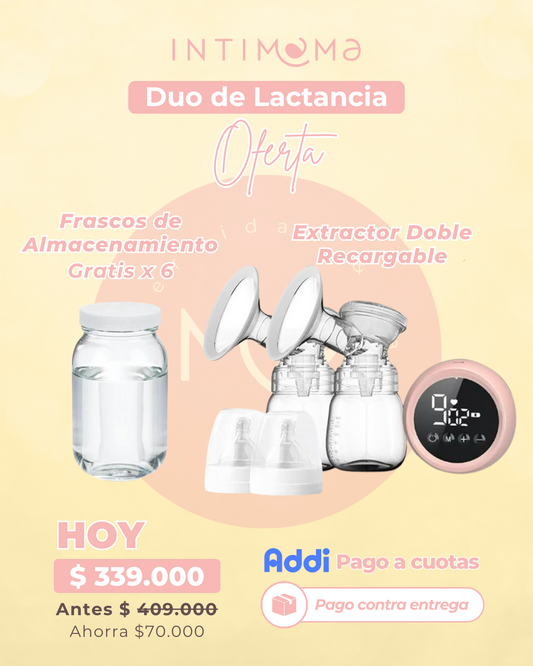 Extractor Recargable de Leche Materna + 6 Frascos de Almacenamiento Gratis